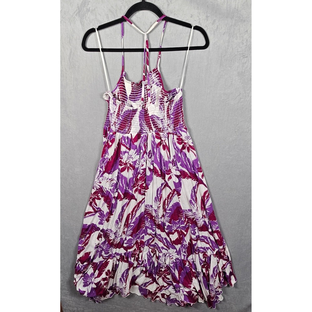 Free People Intimately Maxi Dress Womens Large Purple Floral Smocked Halter Boho - Picture 2 of 8